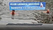 Otužilci v řece Jihlavě v Třebíči. Plavání uspořádal Klub ledních medvědů.