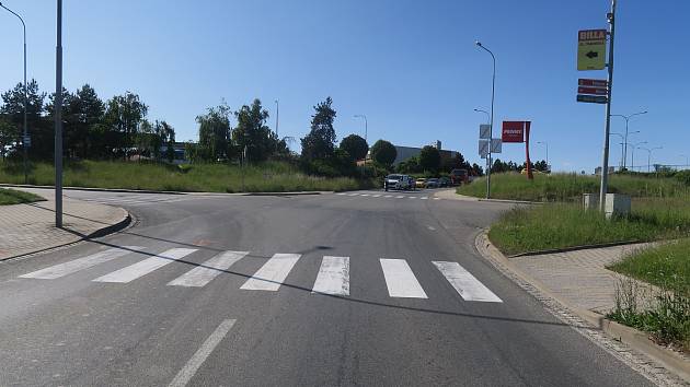 Přechod pro chodce v Třebíči, kde se stala nehoda.