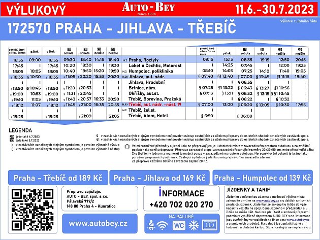 Nová autobusová linka mezi Třebíčí a Prahou začne jezdit od neděle 11. června.