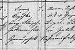 Matriční zápis o Krškově narození v Třebíči 12. srpna 1842.