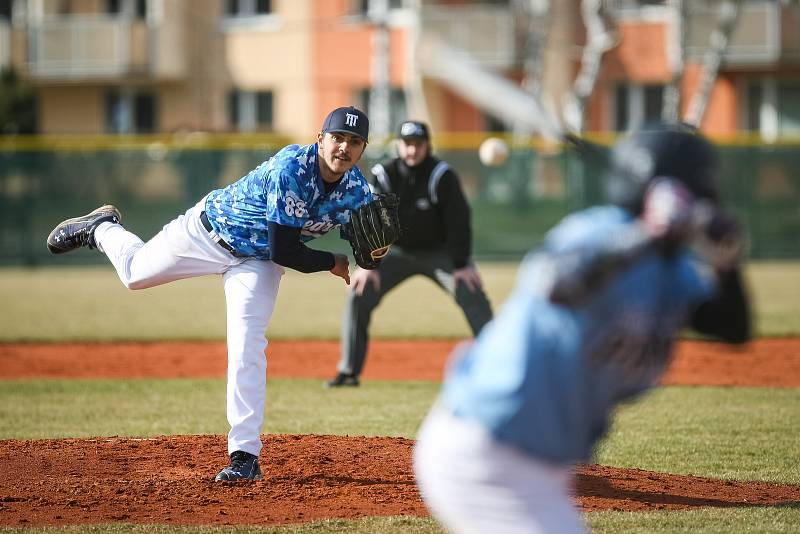 Baseballové utkání mezi Nuclears Třebíč a Tempo Praha.