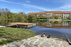 Nové pontony na rybníku Kuchyňka v Třebíči.