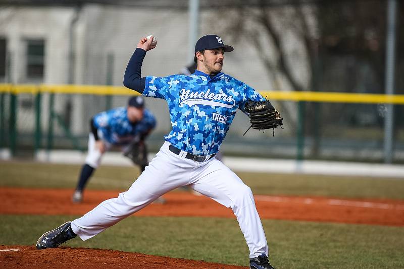 Baseballové utkání mezi Nuclears Třebíč a Tempo Praha.