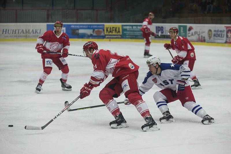 Utkání 49. kola Chance ligy mezi SK Horácká Slavia Třebíč a HC Frýdek-Místek.