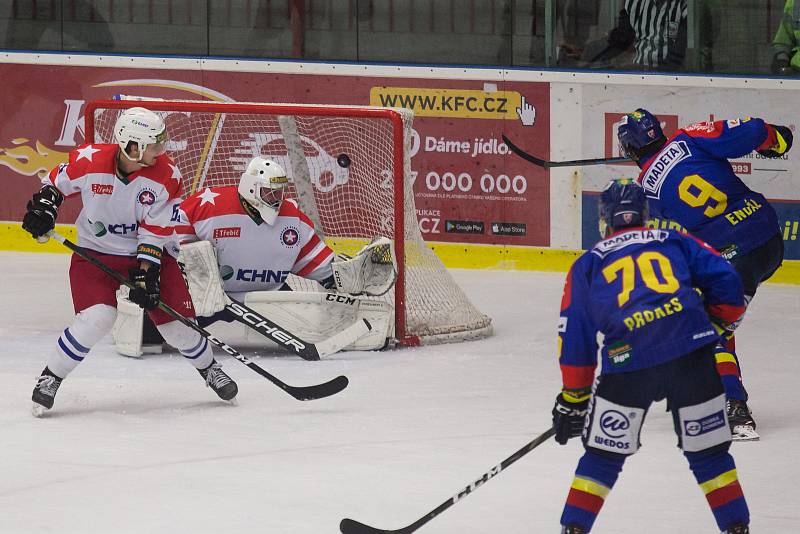 Hokejové utkání 16. kola Chance ligy mezi SK Horácká Slavia Třebíč a ČEZ Motor České Budějovice.