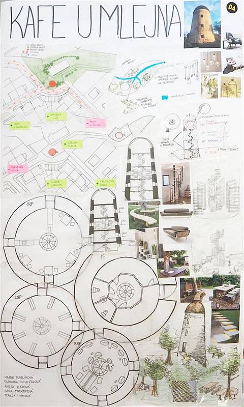 Návrhy studentů, kteří se zamýšleli nad využitím starého větrného mlýna na Kanciborku v Třebíči, jsou k vidění na radnici.