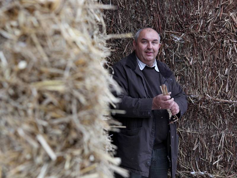 Řeidtel firmy TTS energo Richard Horký ukazuje připravenou biomasu pro výrobu tepla v Teplárně Sever na Rafaelově ulici. Zařízení může spalovat slámu, dřevní štěpku, lehké topné oleje a zemní plyn. 