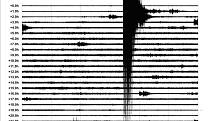 Záznam seismometru v Moravském Krumlově.