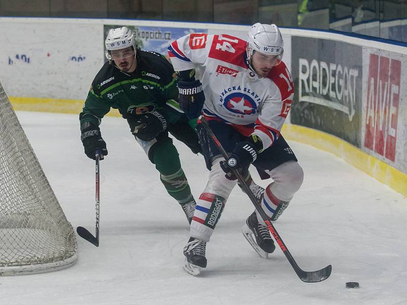 Zápas 42. kola WSM ligy mezi SK Horácká Slavia Třebíč a HC Energie Karlovy Vary.