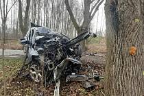 Osobní auto narazilo do stromu u Račerovic na Třebíčsku. Řidič nepřežil.