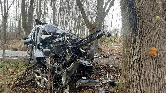 Osobní auto narazilo do stromu u Račerovic na Třebíčsku. Řidič nepřežil.
