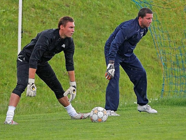 Martin Štěpanovský (vlevo) během tréninku FC Vysočina Jihlava.