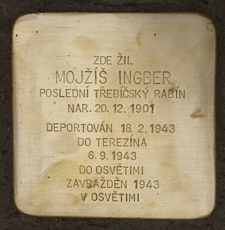 Stolperstein připomínající posledního třebíčského rabína.