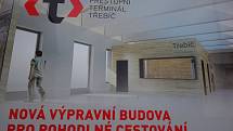Vlakové nádraží v Třebíči. Vizualizace nové výpravní haly.