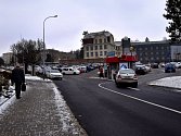 Parkoviště na Komenského náměstí v Třebíči.