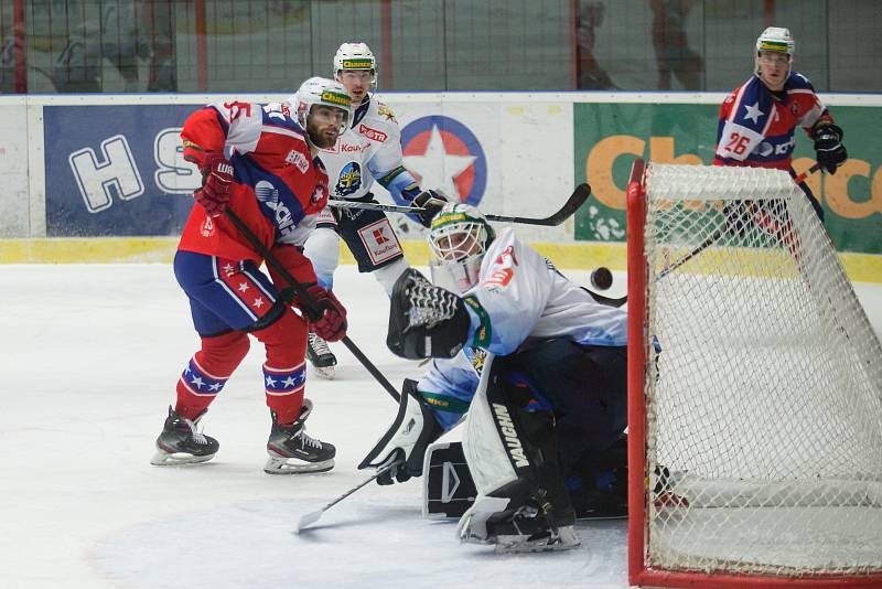 Hokejové utkání Chance ligy mezi SK Horácká Slavia Třebíč a Rytíři Kladno.