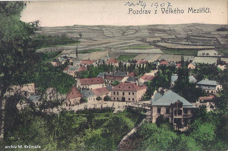 Celkový pohled na Velké Meziříčí. rok 1907.