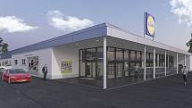 Nový Lidl v Třebíči. Vizualizace: společnost Lidl.