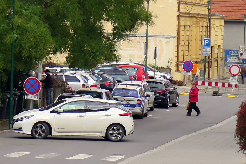 Uzavírka v Soukupově ulici v Třebíči.