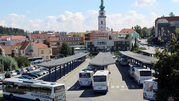 Autobusové nádraží v Třebíči.