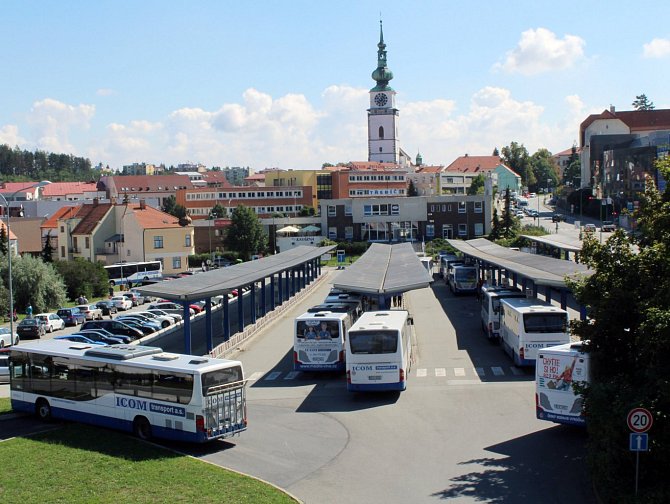 Autobusové nádraží v Třebíči.