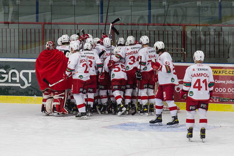 Hokejové utkání 5. předkola play-off Chance ligy mezi SK Horácká Slavia Třebíč a HC Slavia Praha.