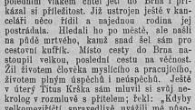 Výňatek ze vzpomínkového článku Aloise Pičmana, v němž popisuje události kolem Krškovy smrti. Hlasy ze západní Moravy, 26. října 1900