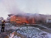Požár novostavby rodinného domu v Rudíkově.