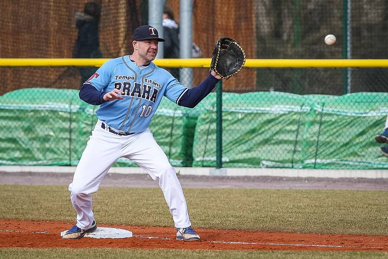 Baseballové utkání mezi Nuclears Třebíč a Tempo Praha.