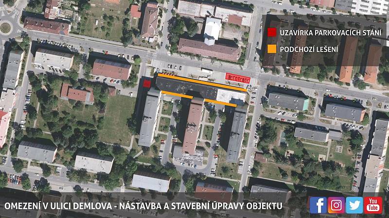 Nákupní centrum v Demlově ulici v Třebíči čekají stavební práce.