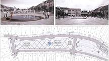 Vizualizace a návrhy na novou podobu Karlova náměstí včetně kašny.