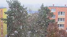 První sníh letošní zimy v Třebíči