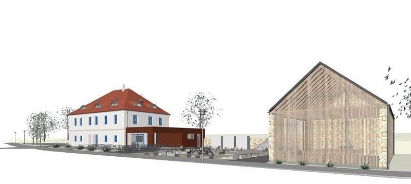 Vizualizace nové podoby mlýna. Vpravo objekt označovaný stodola (která zde dříve stávala). Zde by nové majitelky chtěly vybudovat například zázemí pro setkávání maminek.