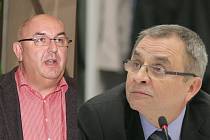 Na straně žalobce zasedl majitel společnosti TTS a předseda Okresní hospodářské komory Richard Horký (vlevo), žalovaným je člen zastupitelstva města Jaromír Barák (Třebíč Občanům!). 
