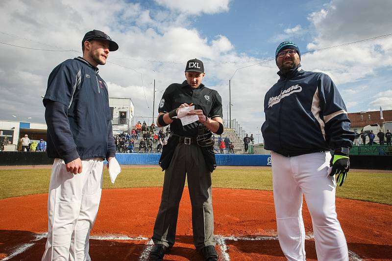 Baseballové utkání mezi Nuclears Třebíč a Tempo Praha.