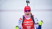 Vítězka závod s hromadným startem na 12,5 km žen v rámci Světového poháru v biatlonu Anastasia Kuzminová.