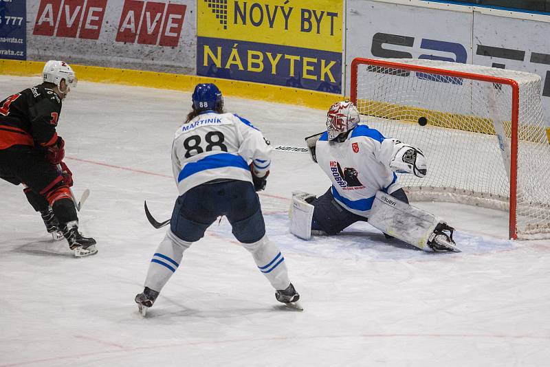 Utkání 3. kola čtvrtfinále II. ligy mezi SKLH Žďár nad Sázavou a HC Bobři Valašské Meziříčí.