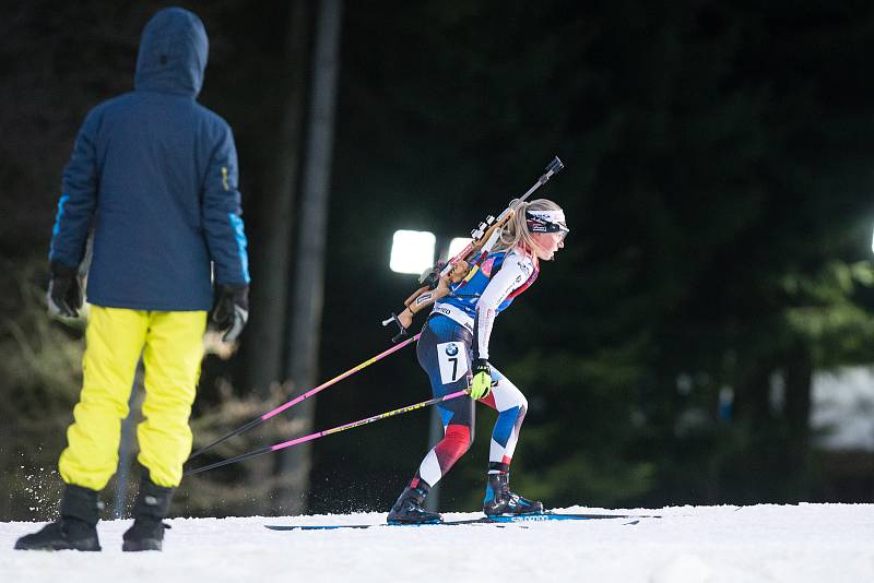 Sprint žen v rámci Světového poháru v biatlonu v Novém Městě na Moravě. Na snímku: Eva Kristejn Puskarčiková.