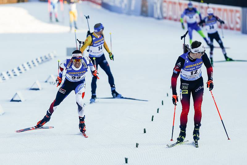 Michal Krčmář ve stíhacím závodu mužů na 12,5 km.