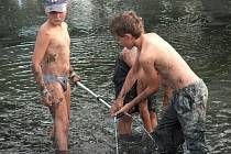 Děti z Rokytna se vrhli do vypuštěného rybníku, aby z něho zachránili ryby. Od činu je neodradilo ani páchnoucí bahnot. Vodní plocha v místní části Nového Města na Moravě prochází totiž v těchto dnech odbahněním .  