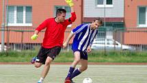 Za vítězným Kozel Teamem (v zelených dresech), skončil druhý FC Rapid (v bílých dresech) a třetí FC Benjamin (v modro-bílém).