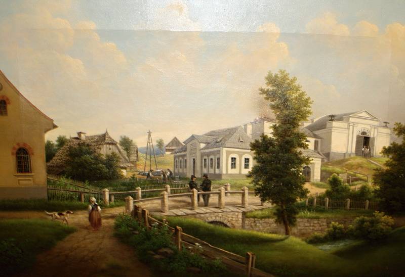 Obraz kadovské hutě namaloval v 70. letech 19. stol. malíř Josef Ledeli je součástí sbírek Horáckého muzea.