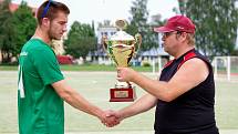 Za vítězným Kozel Teamem (v zelených dresech), skončil druhý FC Rapid (v bílých dresech) a třetí FC Benjamin (v modro-bílém).