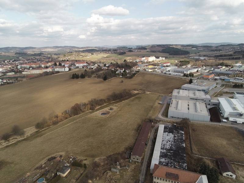 Pohled z dronu na Bystřici nad Pernštejnem.