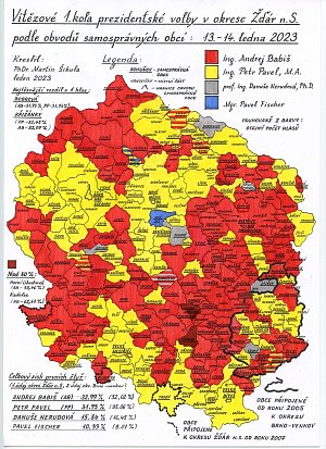 Výsledky prvního kola prezidentských voleb v roce 2023 v okrese Žďár nad Sázavou.