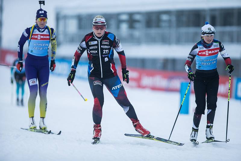 České biatlonistky na tréninku 18. prosince 2018 v Novém Městě na Moravě před závody Světového poháru.