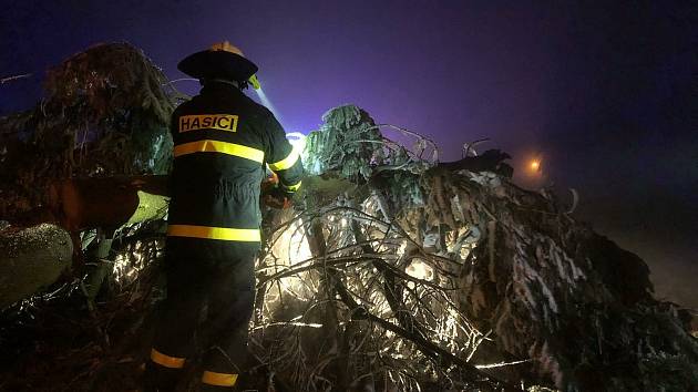 OBRAZEM: Námraza kácí stromy na Žďársku, hasiči mají plné ruce práce