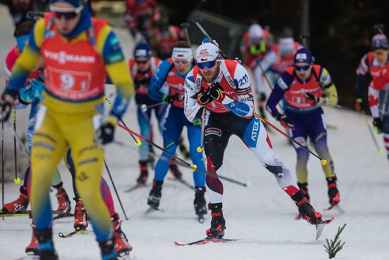 Závod SP v biatlonu (štafeta mužů 4 x 7,5 km) v Novém Městě na Moravě. Na snímku: Michal Šlesingr.