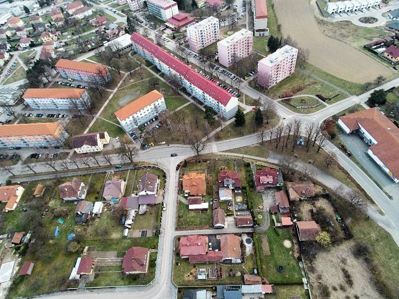 Pohled z dronu na Bystřici nad Pernštejnem.