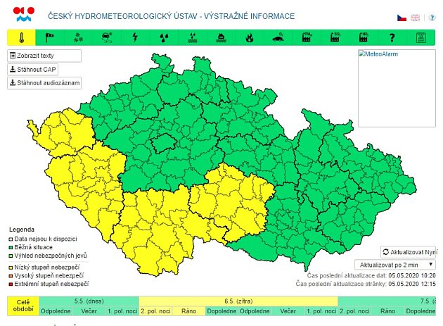 Výstraha Českého hydrometeorologického úřadu.